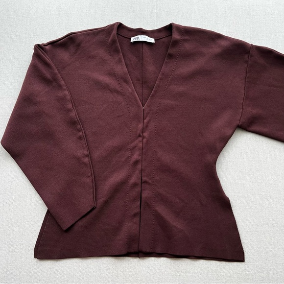 ZARA Khaite Inspired Brown 2-Piece Cardigan Sweater & Skirt Outfit Set - Picture 13 of 16